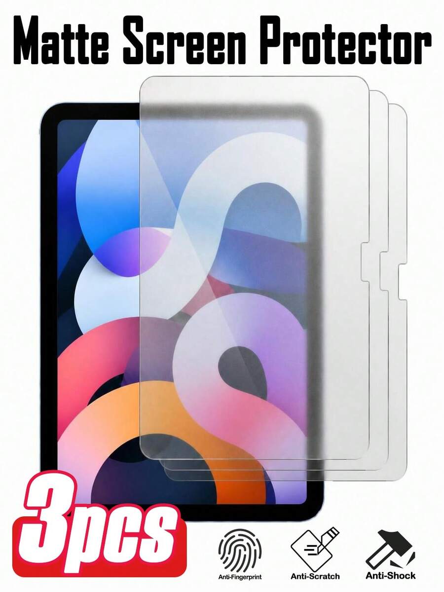 3-Pack Matte Screen Protector, Anti-Glare Anti-Smudge, High Sensitivity Smooth Touch, Compatible With IPad 11th/10th Gen (A16 2025/2022), Pro 13/11" (2024 M4), Air 13/11", Mini 7/6, Suitable For Outdoor Reading, Gaming And Daily Commute - White - View 1