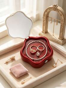10/3/2/1pc Luxury Style Plastic Five‑Petal Flower Shaped Travel Puff Box With Built‑In Mirror & Flip‑Top Lid Detail,Portable Makeup Puff Storage For Travel Touch‑Up, Cosmetic Puff Holder Case,Suitable For Daily Commute, Vacation, Outdoor Makeup - Multicolor - View 7