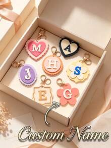Double Layer Personalized Keychain, Customizable Initial, Fashion Travel Bag Charm, Suitable For Graduation, Back To School And Holiday Gifts - Multicolor - View 5