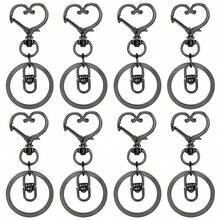 8pcs Heart-Shaped Keychain Rings, Alloy Spring Buckle With 8-Figure Rotating Hook, Suitable For Keychain Making, DIY Crafts, Wallet And Handbag Accessories, Perfect For Gift Making - 8 Heart-shaped Flat Circle - View 11