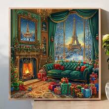1PC DIY 5D Diamond Painting Kit Christmas Theme Pattern - Round Full Drill Art Mosaic Craft, Home Wall Decor, Unframed - No Frame - View 2
