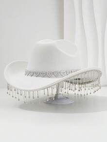 1 Piece Women's Crown Teardrop Tassel Western Cowboy Hat Travel Rhinestone Casual Party Festival Wedding Jazz Hat Suitable For Daily Wedding Party - Multicolor - View 9