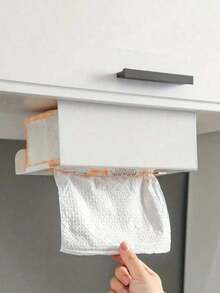 1pc Space-Saving Paper Towel Holder, Kitchen Hanging Paper Towel Box, No-Drill Hanging Paper Towel Holder, Storage Rack, Hanging Napkin Storage Box, Suitable For Cabinets And Drawers, Ideal For Home, Office And Kitchen - Multicolor - View 6