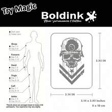 Boldink 1PC Helmet Skull V-Stripe Temporary Tattoo Sticker, Waterproof Body Art Tattoo, Lasts 1-2 Weeks, Plant Juice Formula, And Gentle, Non-Irritating, Perfect For Daily Outfit, Body Decoration, Unisex Gift, Must-Have For Fashion Enthusiasts - Black - View 3