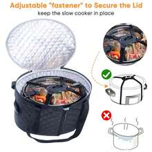 Slow Cooker Carrying Case For 6-8 Quart (Approx. 1.8-8 Liter) With Strap, Suitable For Hot Food And Hamilton Beach Slow Cooker Carrying Bag With Lid Fastener, Dust Cover For Slow Cooker Equipment - Multicolor - View 5