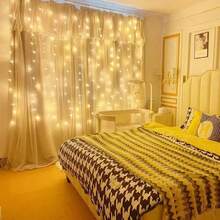 USB Powered LED Curtain Fairy String Lights, Multiple Sizes 3M1M/3M2M/3M3M Available, 8 Twinkling Lighting Modes Hanging Lights, Easy Installation For Window, Wall, Bedroom, Wedding, Christmas Indoor Home Decor - USB Curtain Lights - View 3