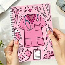 1PC A5 This Notebook Features A Pink Nurse-Themed Cover, Sized 5.7X8.2 Inches, Containing 50 Pages/25 Sheets Designed For Smooth Writing, Perfect For Nurses To Document Patient Details. It Makes A Great Gift For Nursing Professionals - Rectangle - View 4