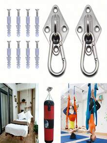 2pcs Heavy Duty Stainless Steel 304 Wall/Ceiling Mounted Hook - Eye Plate Included For Installation Of Stainless Steel Hammock Stand - Silver - View 9