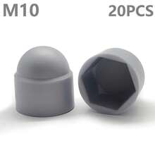 20入 M6/M8/M10 螺帽保護帽 六角螺帽蓋 塑膠六角密封螺帽蓋 螺絲螺帽 PE 蓋，適用於機動車輛、機械、家具等 - 黑色/灰色 - 灰色 - 查看 1