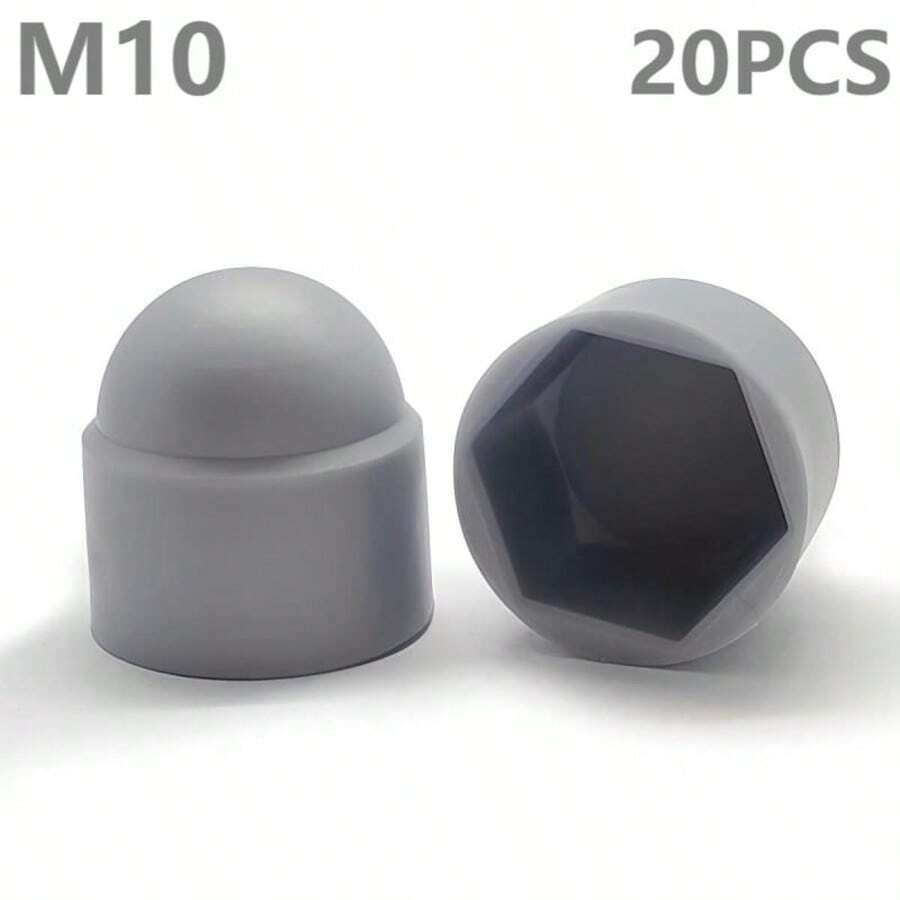 20入 M6/M8/M10 螺帽保護帽 六角螺帽蓋 塑膠六角密封螺帽蓋 螺絲螺帽 PE 蓋,適用於機動車輛、機械、家具等 - 黑色/灰色 - 灰色 - 查看 1