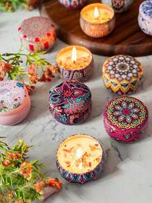 20/12/8/4/2/1pcs Vintage Pattern Smokeless Long-Lasting Scented Candles, Comes With Colorful Gift Box, Rich Fragrance, Suitable For Home And Hotel Room Decoration, Perfect Choice To Decorate Your Home And Bedroom. Also Great For New Semester, Halloween And Christmas Gifts - Multiple Styles - View 6