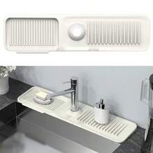 1pc Absorbent Kitchen Faucet Drip Tray, Waterproof Splash Guard Countertop Water Collector, Kitchen Sink & Bathroom Vanity Protector, Multi-Purpose Sponge & Soap Storage Mat, Halloween Home Essential - A - View 11