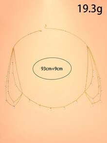1pc Rhinestone Flower Tassel Shoulder Chain, Luxury Pendant Body Chain, European And American Fashion Bridal Wedding Top Accessory - Gold - View 3