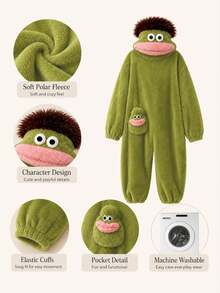 1pc Funny Big Mouth Fish Bathrobe, Coral Fleece Thickened Super Soft, One-Piece - Multicolor - View 4