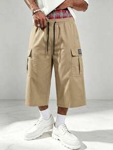 Spring/Summer Men's Multi-Pocket Cargo Capris - Street Style, Suitable For Summer Outdoor Casual Activities And Streetwear Sports - Khaki - View 1