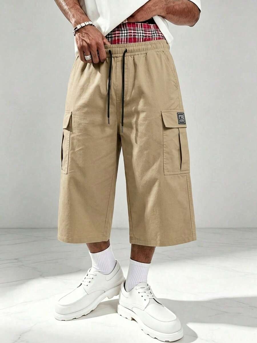 Spring/Summer Men's Multi-Pocket Cargo Capris - Street Style, Suitable For Summer Outdoor Casual Activities And Streetwear Sports - Khaki - View 1