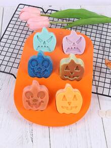 1pc Halloween Pumpkin Silicone Baking Mold, 6-Cavity Multi-Expression Pumpkin Mold, Themed Baking Tray, Suitable For Chocolate, Candy, Cake, Jelly, Pudding, Used For Halloween Party Dessert Table, Home Kitchen Baking And Dessert Decoration - Multicolor - View 8