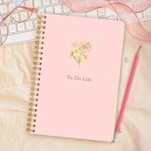 1pc Pink To Do List Spiral Notebook,Task Planner With Date&Time,Checklist,Progress Tracker,Notes And Priorities Pages,Office Desk Accessories Office Supplies For Work&Study - Rectangle - View 8