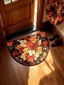1pc Black Maple Leaf Doormat, Welcome Mat, Carpet, Floor Mat, Universal Doormat, Bedroom Carpet, Area Rug - Multicolor - View 2