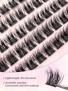 Asiteo 80Pcs Self‑Adhesive Cluster False Eyelashes,Subtle Natural Look,Lightweight Comfortable Segmented Eyelashes,Beginner‑Friendly DIY Eye Makeup,Daily Commuting Makeup - D - View 3