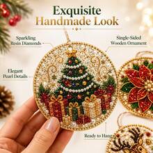 6pcs Christmas Snowflake Diamond Painting Pendant Christmas Tree Decoration, Double-Sided Shiny Christmas Tree, Window Home Decor For Handmade Enthusiasts And Santa Lovers Gift, Mini Irregular Diamond Painting Set, Can Be Directly Hung - A - View 5