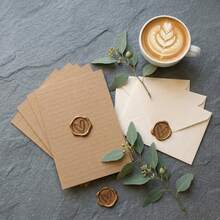 Set Of White Tree Pattern Envelopes With Khaki Horizontal Line Letter Paper, Vintage INS Style Thick Special Paper, Rectangular Envelopes With Exquisite Heart-Shaped Gold-Tone Wax Seal Details, Delicate Paper Surface With Subtle Texture, Ink-Resistant, Suitable For Daily Handwritten Letters, Couple Love Letters, Wedding Invitations, Graduation Messages, Holiday Thank You Cards, Formal Business Invitations, Includes Extra Heart Wax Seal Stickers, Perfect For Valentine's Day, Birthday, 15th Birthday, Graduation Season, Wedding Favors And Other Gift-Giving Occasions - View 3
