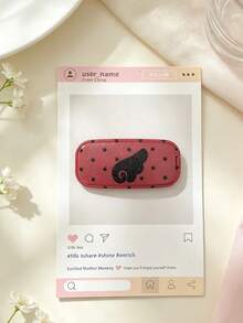 1PC Imitation Leather Grain Mirror Makeup Phone Holder, Adhesive Foldable Mirror Back Sticker, Dual Horizontal & Vertical Use Portable Desktop Stand - Wing Polka Dot - View 8