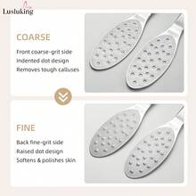 LUSLUKING Stainless Steel Foot File, Dual-Sided Callus Remover For Feet, Professional Pedicure Foot Scrubber, Coarse & Fine Heel File, Easy To Clean, Washable & Reusable For Smooth Soft Fee - Multicolor - View 3