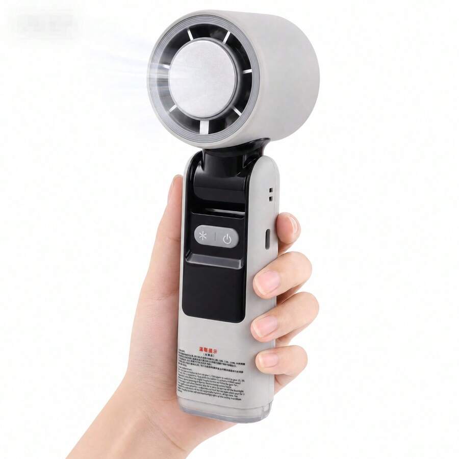 Portable Handheld Ice Cooling Fan, Rechargeable Personal Fan, 100-Speed Stepless Adjustment, 4000mAh (2000mAh*2) Rechargeable Lithium Battery, LED Light And Digital Display, Foldable Handheld Fan, Suitable For Travel And Outdoor