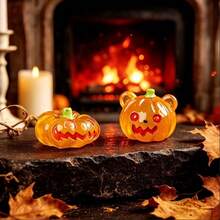 Cartoon Pumpkin Shaped Resin Miniature Ornament, Glossy Transparent Desktop Decoration, Halloween Christmas Holiday Party Gift - Multicolor - View 3
