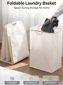 Large Capacity Foldable Laundry Basket With Wooden Handle, Bedroom Bathroom Closet Collapsible Clothes Storage Bin, Fabric Organizer Container - Multicolor - View 2