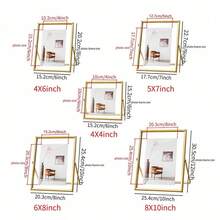1pc Photo Frame, Metal Gold Frame, Acrylic Transparent Surface, Modern Minimalist Style Decorative Frame, Suitable For Home Living Room And Bedroom, Home Decor - Multicolor - View 3
