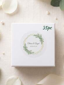 35pcs Customized Floral Transparent Wedding Stickers On A White Background Circular Sticker, Elegant Plant And Floral Bridal Design, Personalized Label Celebration Blessing Stickers - Multicolor - View 15