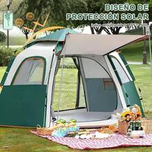 Tienda de Campaña Hexagonal Plegable para 4-6 Personas Verde 240x210x140 cm Impermeable con Bolsa de Almacenamiento y Diseño Dark Zone Resistente a UV y Viento - Negro - Ver 10