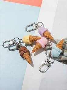 Mixed Color Cute 3D Ice Cream Decorative Pendant Keychain Bridesmaid Gift - Multicolor - View 5
