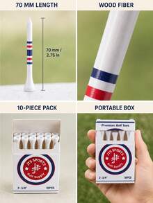 Cigarette Box Style Bamboo Golf Tee Set, Creative Portable Golf Ball Storage Box, Creative Driving Range Training Accessory, 70mm 2-3/4 Inch Striped Colorful Outdoor Golf Practice Gift, Golf Accessories, Golf Supplies, Golf Tees - Multicolor - View 5