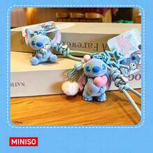 Stitch Bag Charm Keychain By MINISO, Cute 3D Character With Star Clip & Beaded Strap, For Handbag Backpack Purse, Women & Teens, Christmas Gift - Stitch Best Buds Charm - View 5