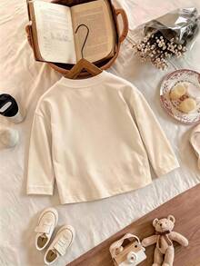 This 2 Pieces Set For Older Girls And Teenagers Includes An Apricot Long-Sleeve Top And A Pair Of All-Over Polka Dot Flared Pants; Featuring A Creative Design With Leopard Print Letter 67 Pattern, The Overall Style Is Simple And Casual - Apricot - View 6
