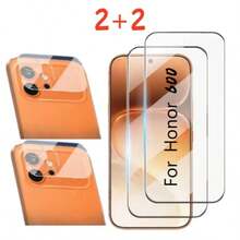 4-Piece Set, Compatible With Honor 600/600 Pro/600 Lite/X7e/X8D/X9D/400/400 Lite/400 Smart/X7D/X6C/X8C/X6e/X7e, Includes 2 Clear High-Definition Screen Protectors + 2 Clear Tempered Glass Lens Protectors, Easy To Install, Phone Screen Protector, Lens Protector, Screen Protector, 9H Tempered Glass, Waterproof, Shockproof, Anti-Drop, Anti-Scratch, Anti-Fingerprint, High Sensitivity, Smooth Operation, Essential For Tech Enthusiasts - Clear - View 2