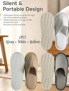 Classic Closed-Toe Plush Slippers, Soft Lining & Non-Slip Sole. Machine Washable, Breathable, Suitable For Home, Travel, Gym. Perfect Gift For Men/Women. Set Combination - Multicolor - View 23