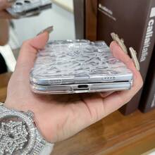 奢華極簡水波紋透明手機殼，相容 iPhone Duo，後蓋折疊翻蓋手機殼，中性防摔保護殼 - 無色 - 查看 10
