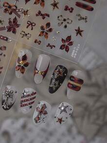 1pc Jelly Nail Art Sticker, New DIY Hot Girl Vintage Nail Decal, Amber Leopard Lily Nail Decoration Sticker - Multicolor - View 2