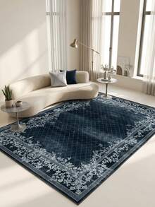 1pc European Luxury Classical French Aesthetic Striped Floral Area Rug, Bathroom, Kitchen, Entrance, Hallway, Bedside, Living Room, Bedroom, All-Season Machine Washable Soft Faux Cashmere Mat, Home Decor - Multicolor - View 1