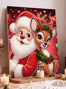 Framed DIY Pearl Painting Set, Handmade Self-Adhesive Pearls, Santa Claus Creative Pattern, Handmade Holiday Gifts, Home Wall Decoration Painting, Pearl Painting With Frame - With Frame - View 3