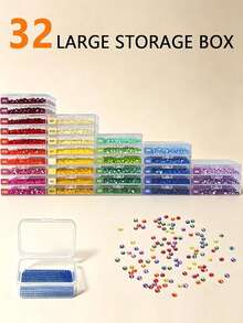 New Transparent Large-Capacity Storage Bag For Diamond Painting, 2-In-1 Diamond Painting Tray And Storage Set, 64 | Point-Holding Beads Alignment Trays, Including Numbered Stickers. - A - View 3