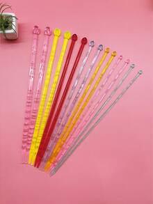35cm Colorful Transparent Crystal Knitting Needle Set, Covers 4.0-10.0mm 7 Common Sizes, Suitable For Knitting Blankets, Cushions, Sweaters, Rugs, Pillows And Other Fabrics - Crystal Knitting Needle - View 9