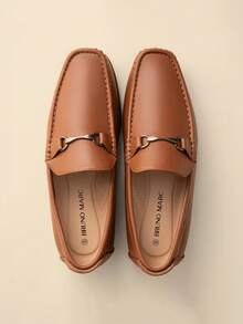 Men's Driving Loafers Slip On Casual Comfortable Dress Leather Shoes For Men Mens Dress Loafers - Brown - View 2