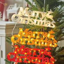 1pc/2pcs/Set Glowing Christmas Tree Top Star Merry Christmas LED Letter Light Sign Decoration Warm Light Christmas Tree Top Decor Home Holiday Party Decoration - Multicolor - View 6