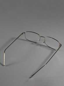 1pc Men's Narrow Silver Frame Thin Rim Eyeglasses, Japanese Style - Multicolor - View 3