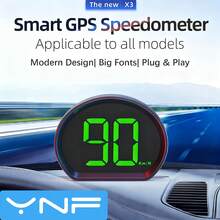 YNF Speedometer Digital HUD Mobil Pintar, GPS+Chip Ganda Beidou, Dapat Beralih KMH/MPH, Proyeksi Kaca Depan, Alarm Kecepatan Berlebih, Plug and Play Bertenaga USB, Otomatis Hidup/Mati, Universal untuk Mobil, Truk, Bus, Sepeda Motor - X3 - View 2